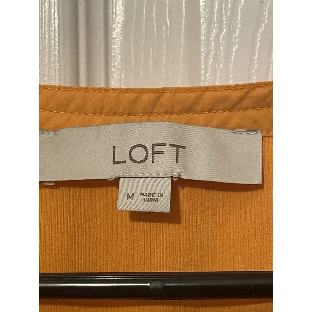 LOFT Orange‎ Eyelet Puff Sleeve Embroidered Boho Cottagecore Top Medium